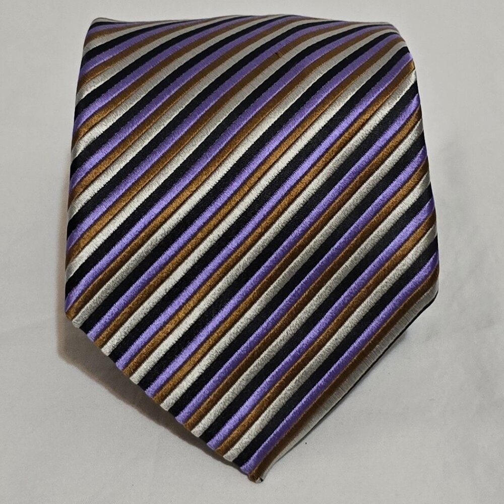 Robert Talbott Best of Class Silk USA Necktie Black Purple Gold Silver